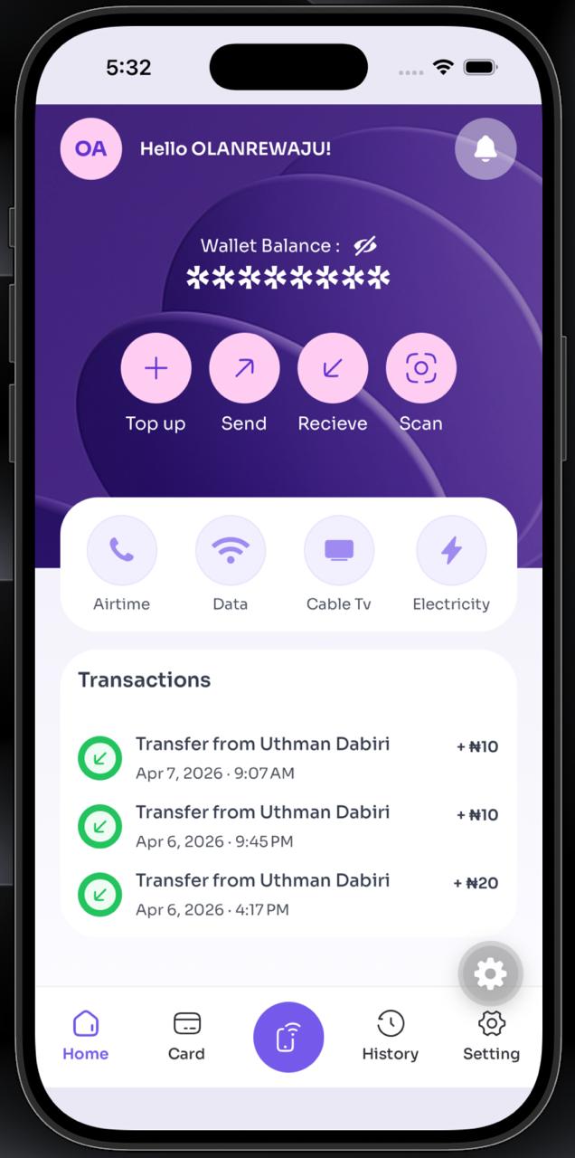 SwissPay App — wallet balance hidden