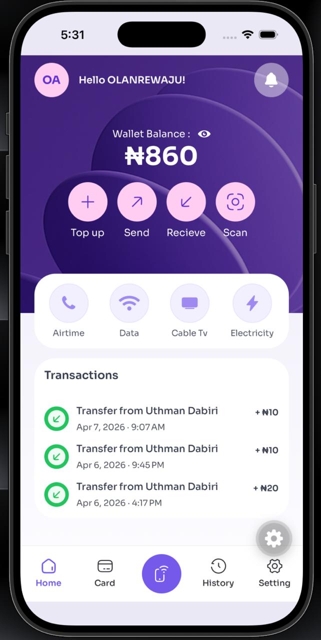 SwissPay App — wallet balance ₦860